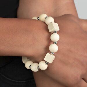 Paparazzi Jewelry Accessories - Timber Trendsetter - White Bracelet - Vintage